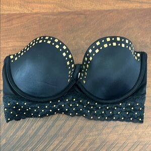 Victoria's Secret Strapless Black Bra with Gold Details
